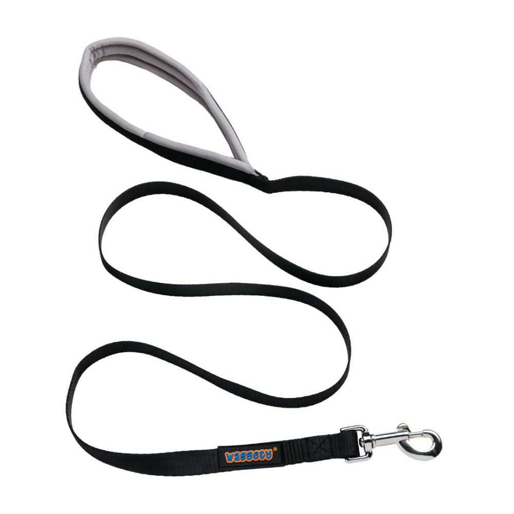 Waggety Dog Leash - Durable Black Polyester, Length - 5Ft, Comfortable Grip, Stylish Pet Leash for Dogs
