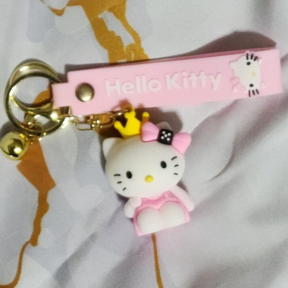 Hello Kitty Pink Sitting Lanyard Keychain | Model B | Premium Keychain | Silicone |