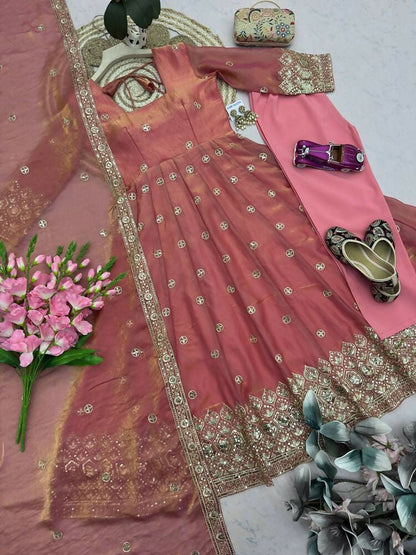 Teeya Creation New Latest Trendy Elegant Peach Festive Anarkali Suit for Women