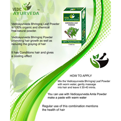 VedicAyurveda Heena Powder, Bhringraj & Indigo Powder