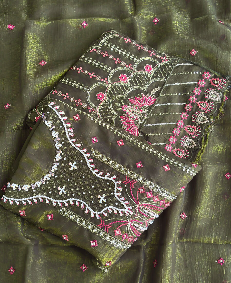 KC Mahendi Pakistani Crunchy Silk Heavy Salwar Kameez For Women