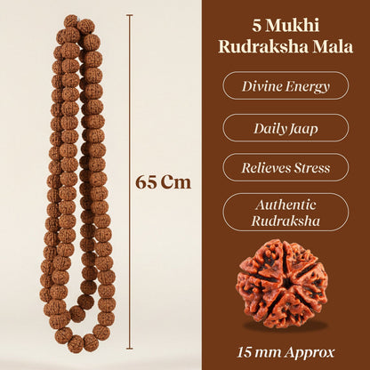 Pujashree Rudraksh Mala Large  Traditional Prayer Mala for Spiritual Healing, Chanting & Devotion