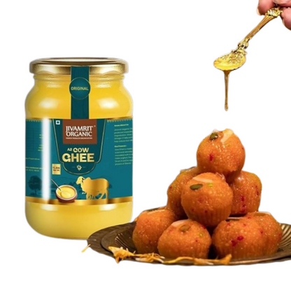 Jivamrit Organic A2 Cow Ghee Glass Bottle