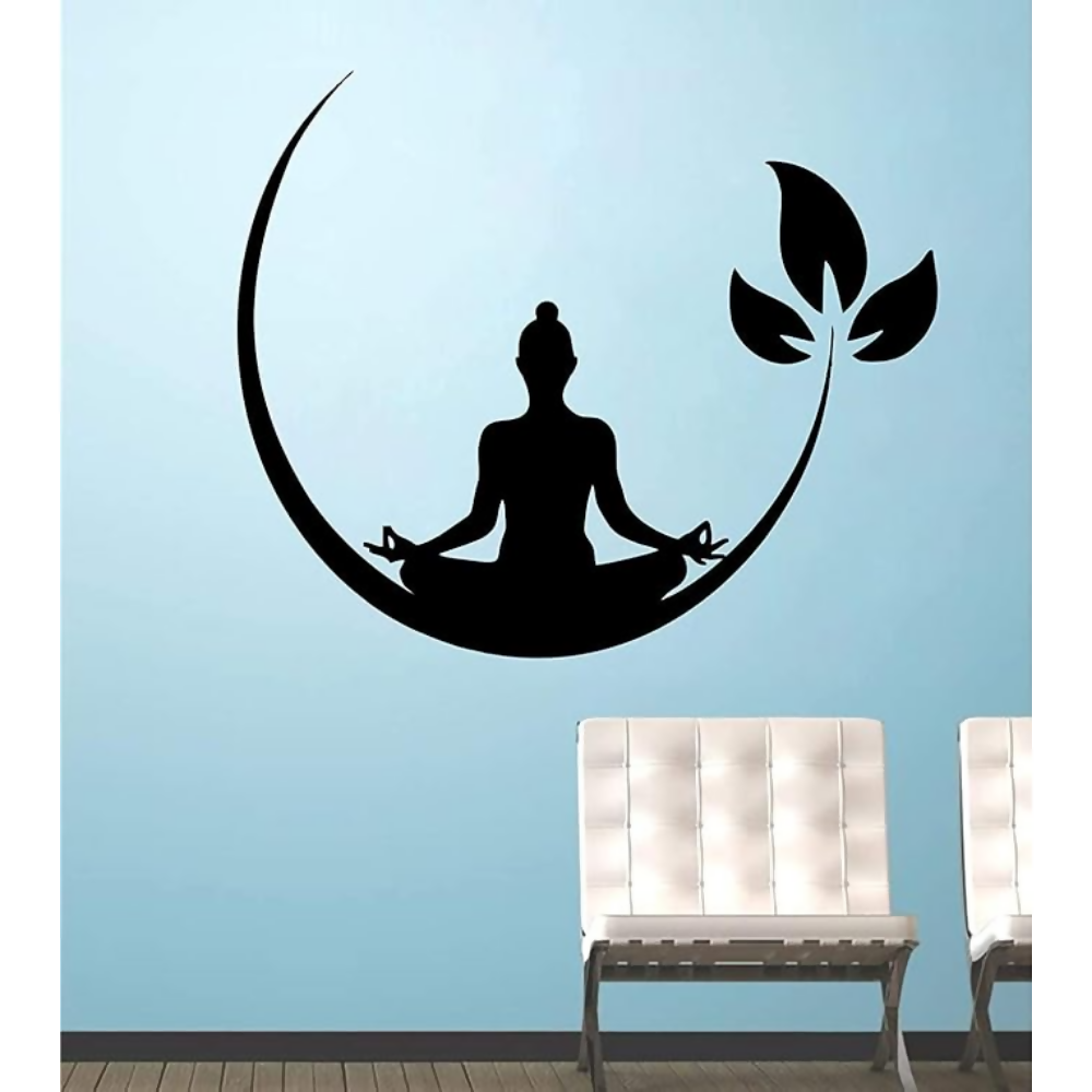 Techgifti Vinyl Religious Meditating Buddha Wall Sticker (117 x 100 cm)