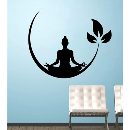 Techgifti Vinyl Religious Meditating Buddha Wall Sticker (117 x 100 cm)