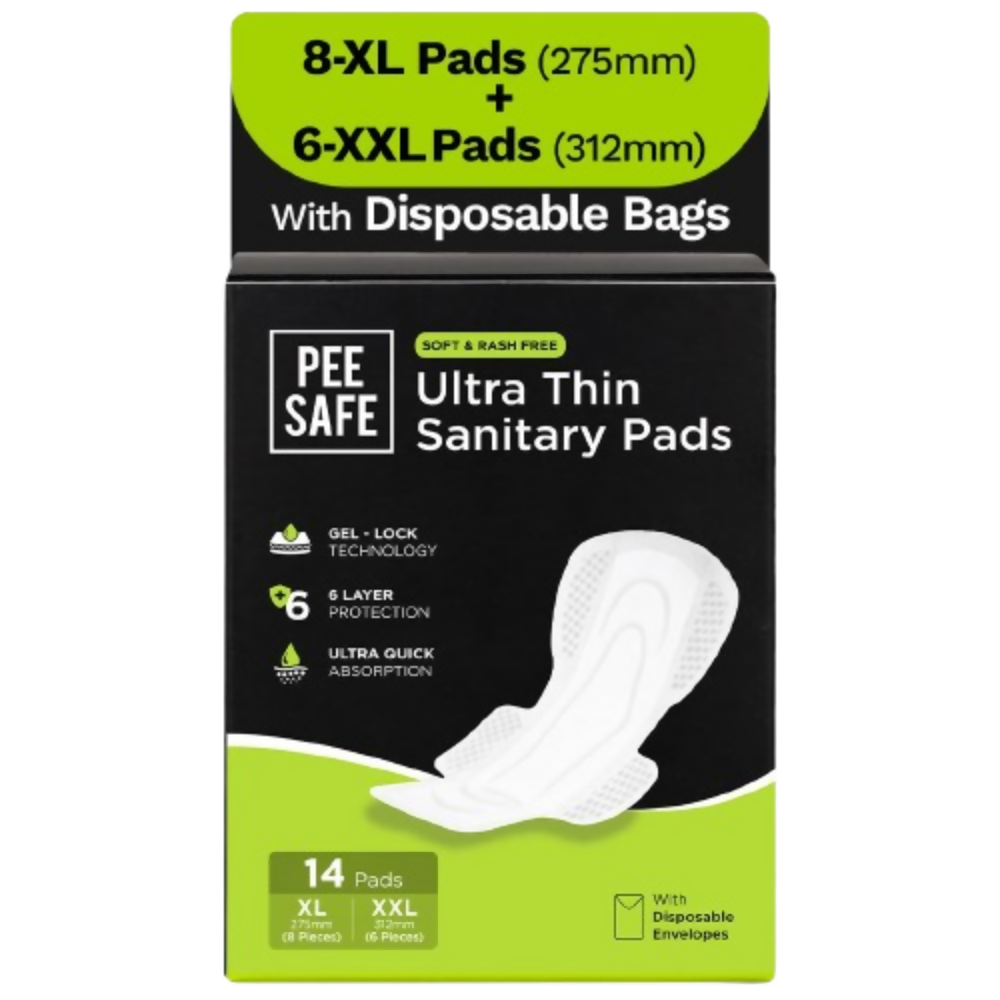 Pee Safe Comfort Ultra Thin Sanitary Pads For Women (14 Pads)