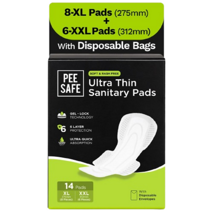 Pee Safe Comfort Ultra Thin Sanitary Pads For Women (14 Pads)