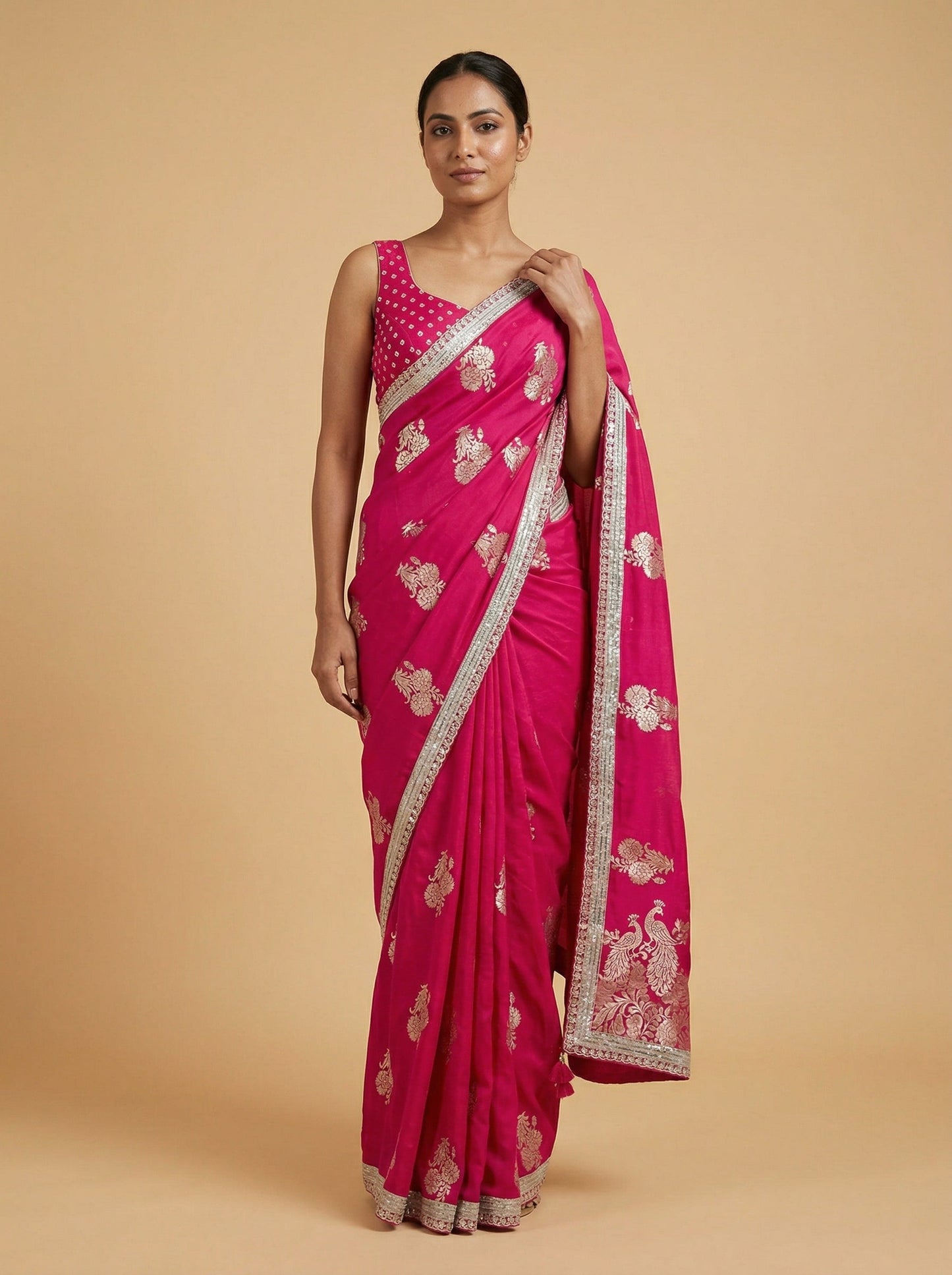 Saffron Rani Embroidered Saree
