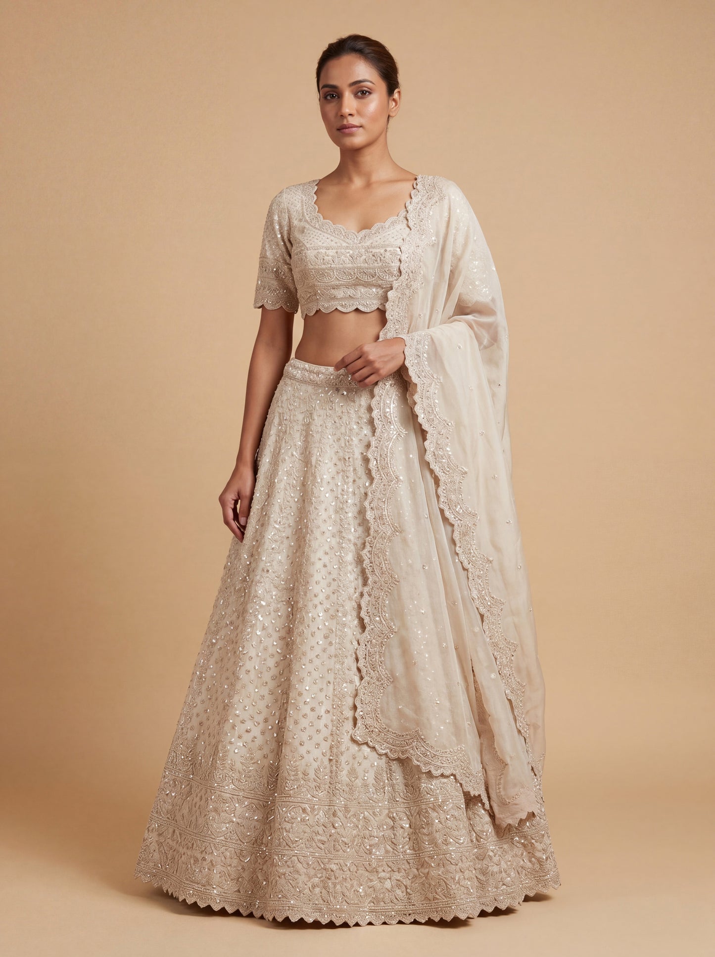 Sandy Beige Heritage Lehenga