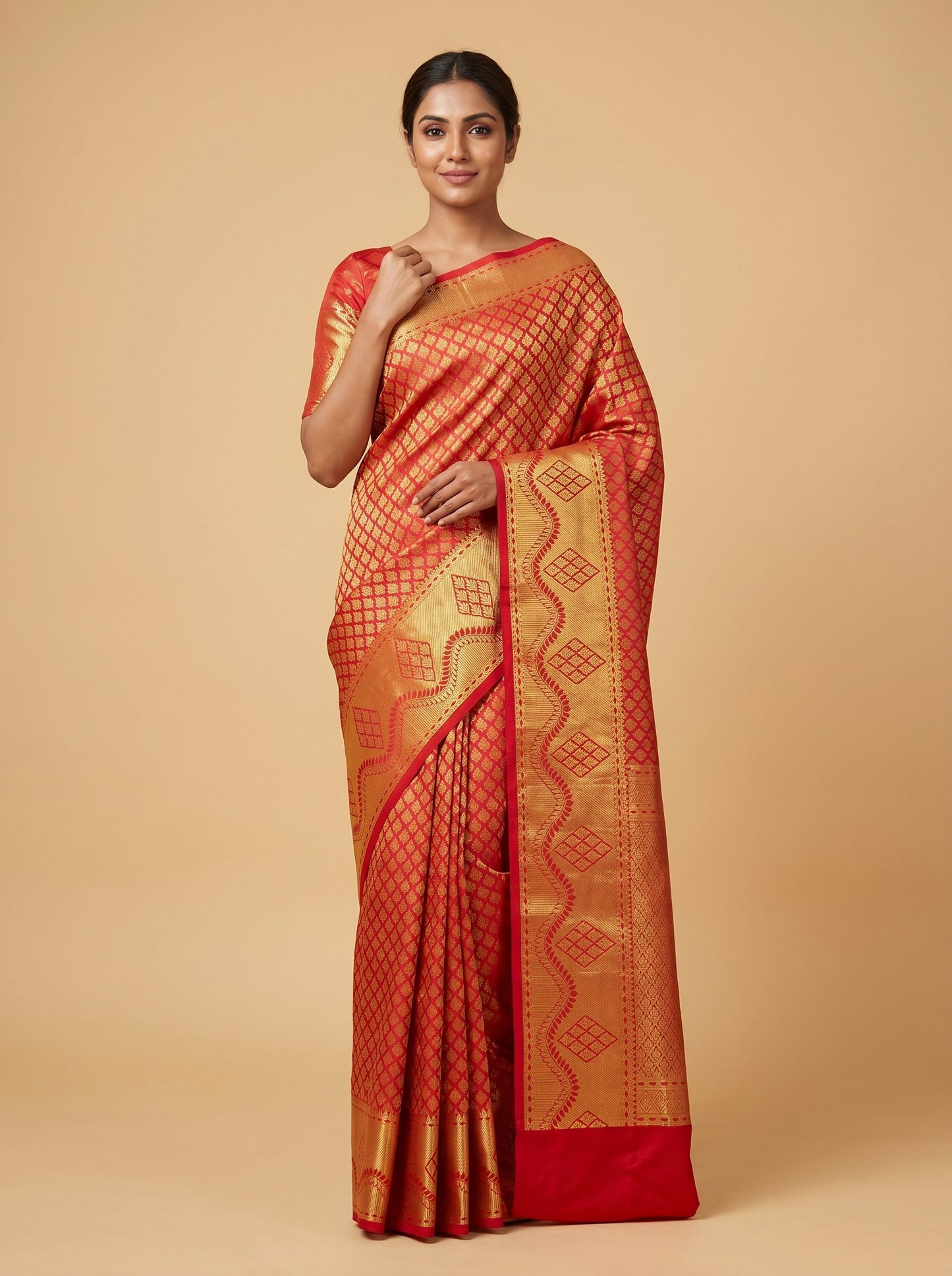 Scarlet Red Handloom Saree