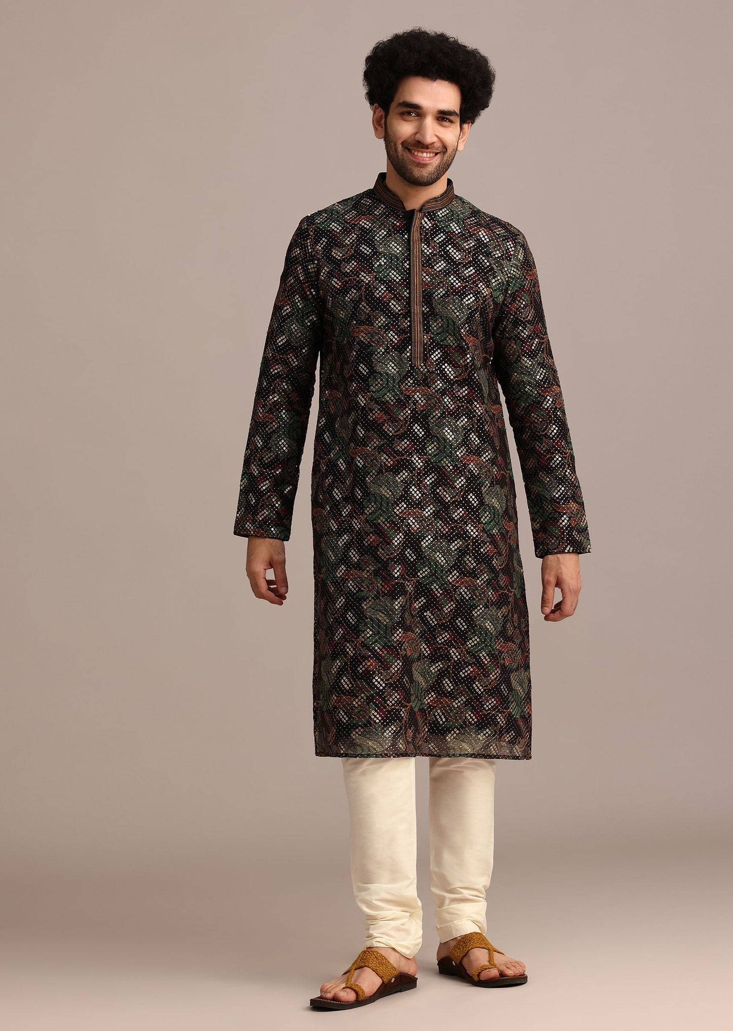 Black Georgette Sequin Work Kurta Set