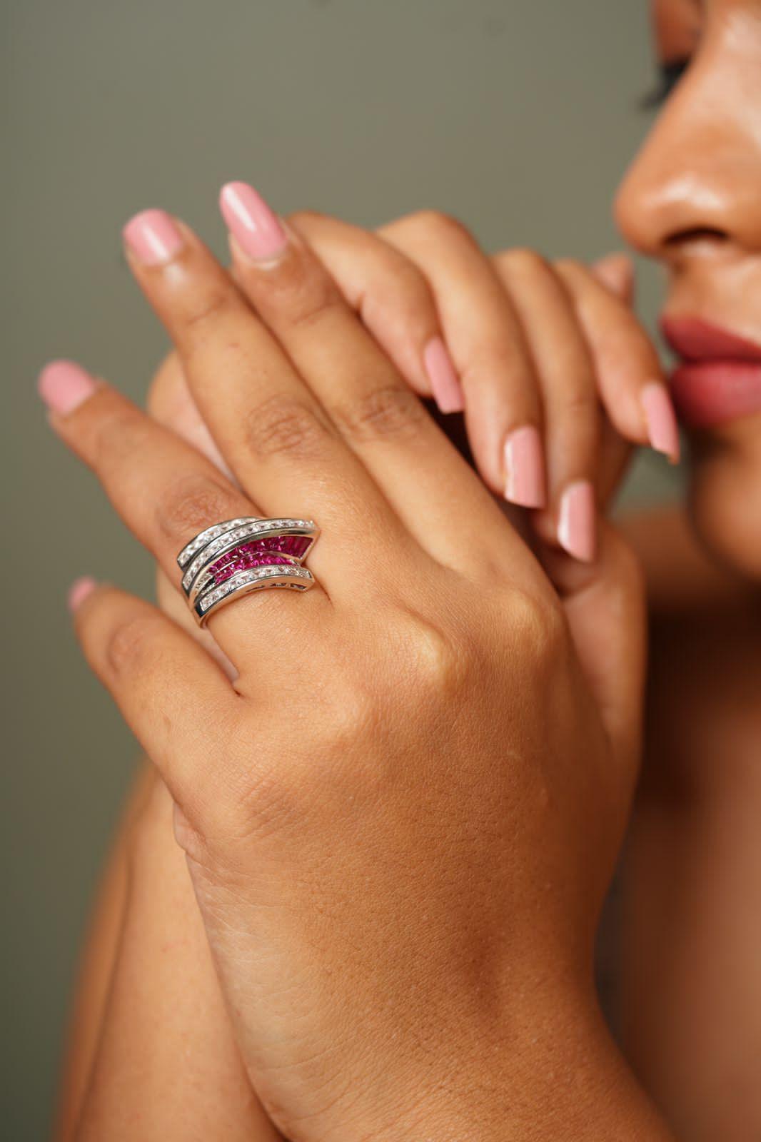 Sharpay Diamond Cocktail Ring With Invisible Setting