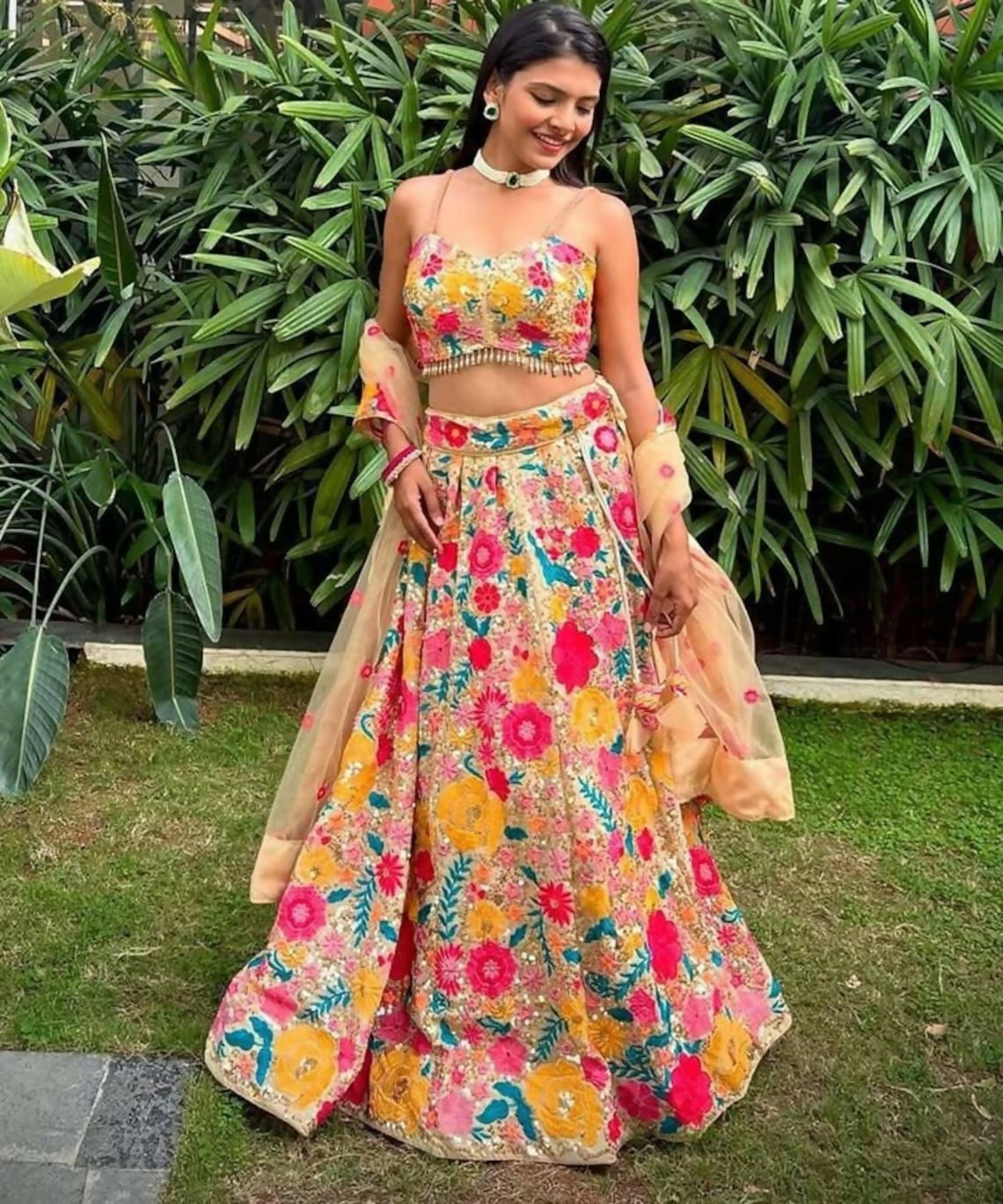 Lehenga Mart Multicolor Faux Georgette Designer Bollywood Style Wedding Wear Lehenga Choli