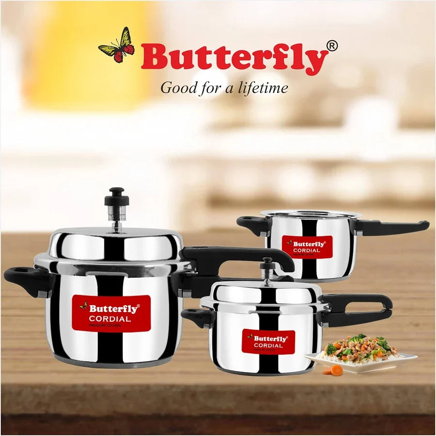 Butterfly Cordial 2, 3 & 5 Litres Pressure Cookers|Outer Lid|Silver