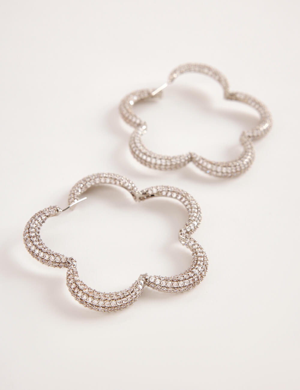 Mini Christina Hoop Earrings In Silver Crystals