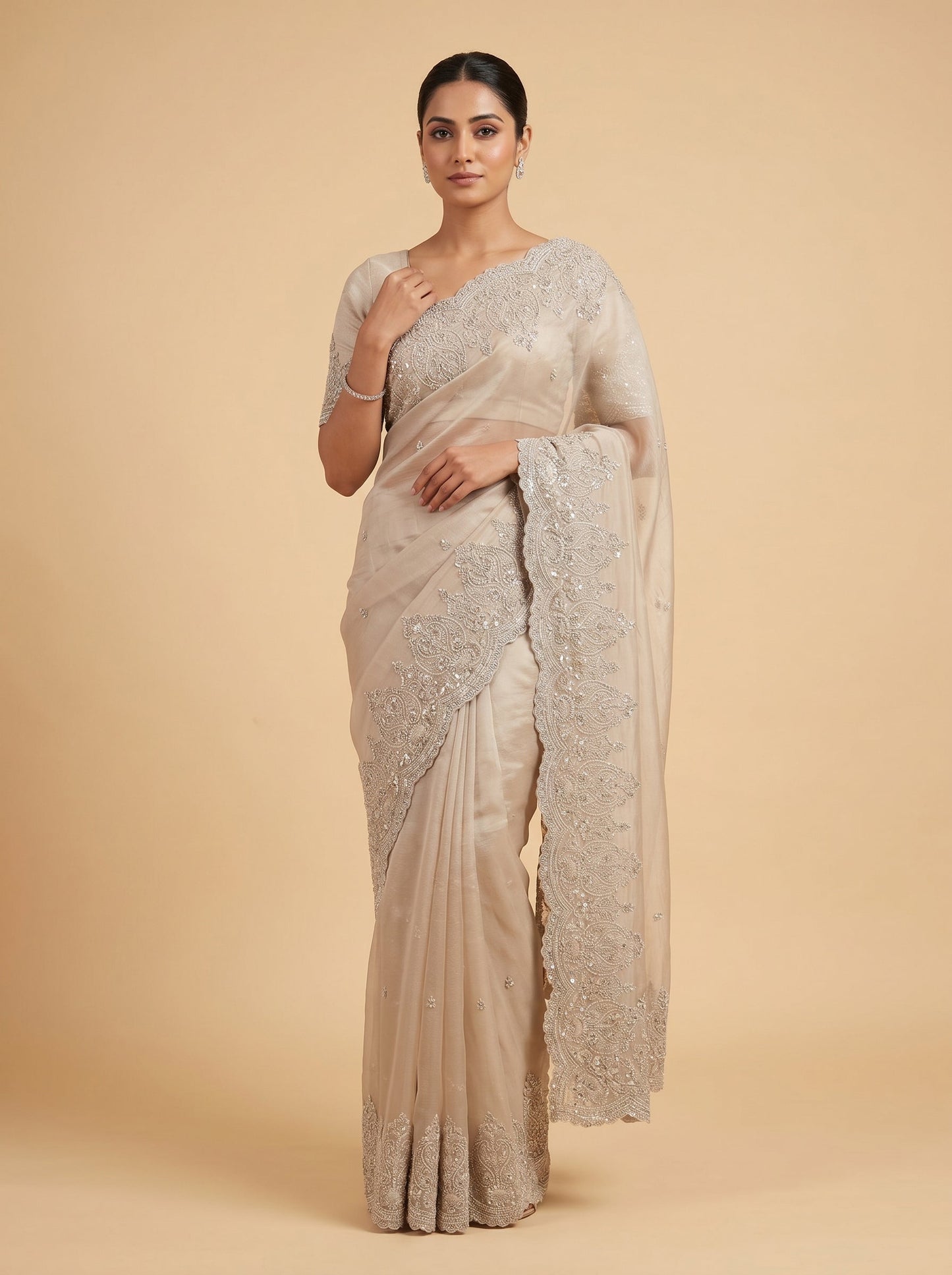 Silver Luxe Embroidered Saree