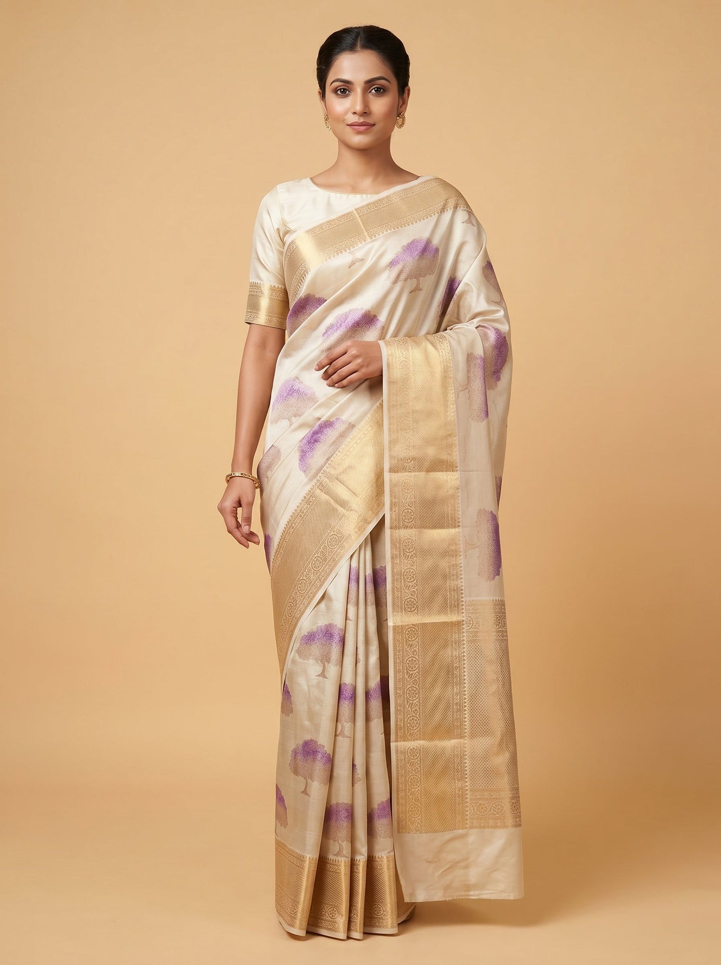 Silver Purple Haze Handloom Saree