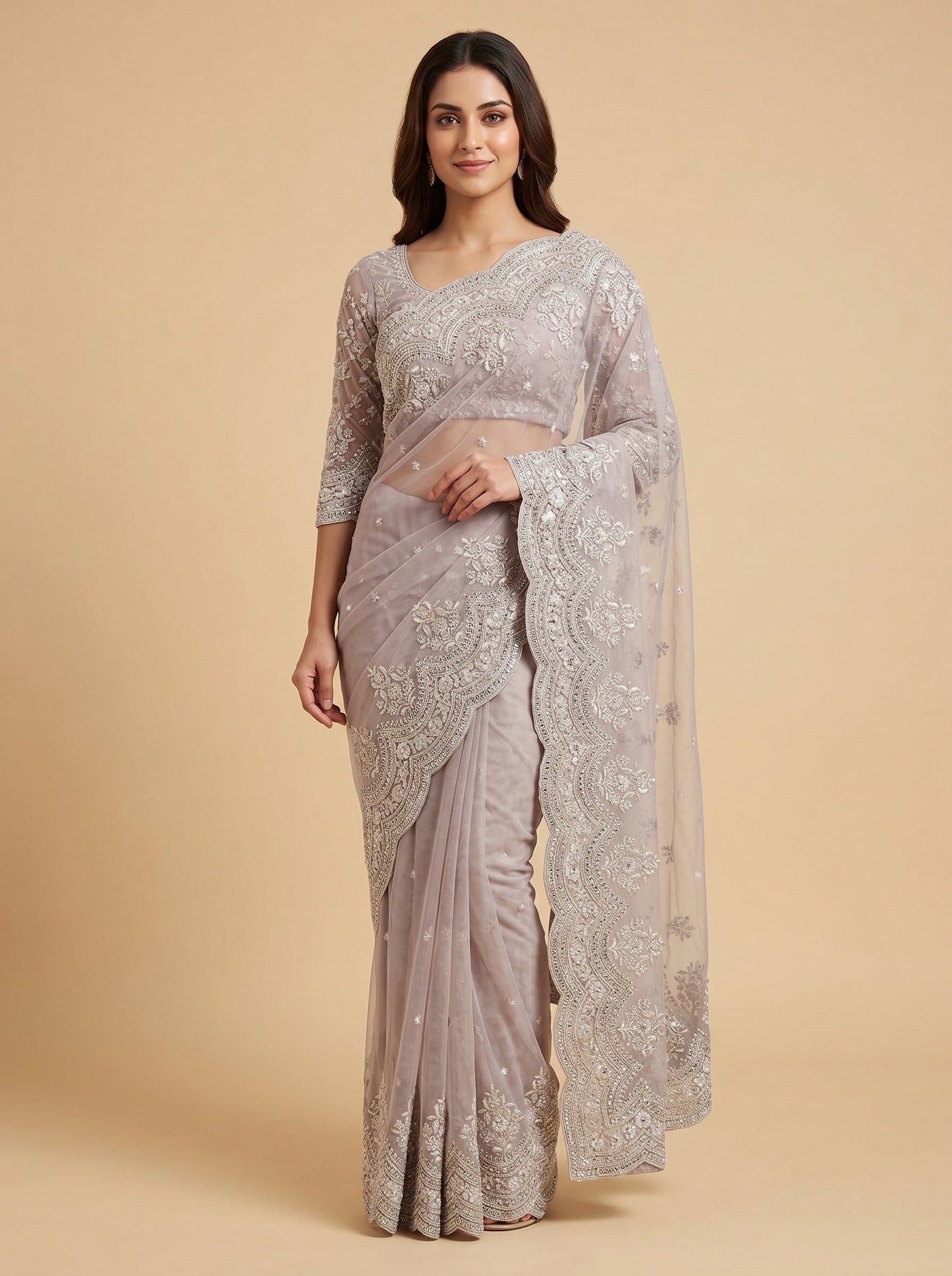 Silver Sheen Elegance Saree
