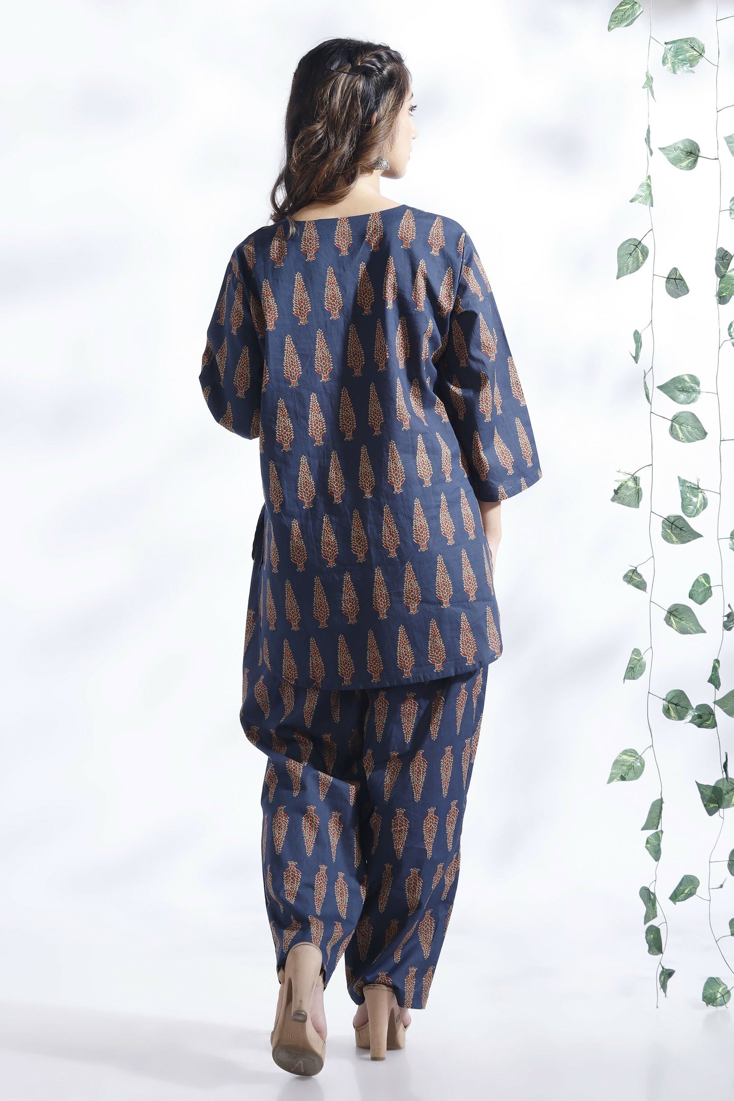 Breathables Blue Butta Cotton Kurta & Pant Co-Ord Set