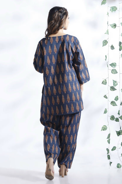 Breathables Blue Butta Cotton Kurta & Pant Co-Ord Set