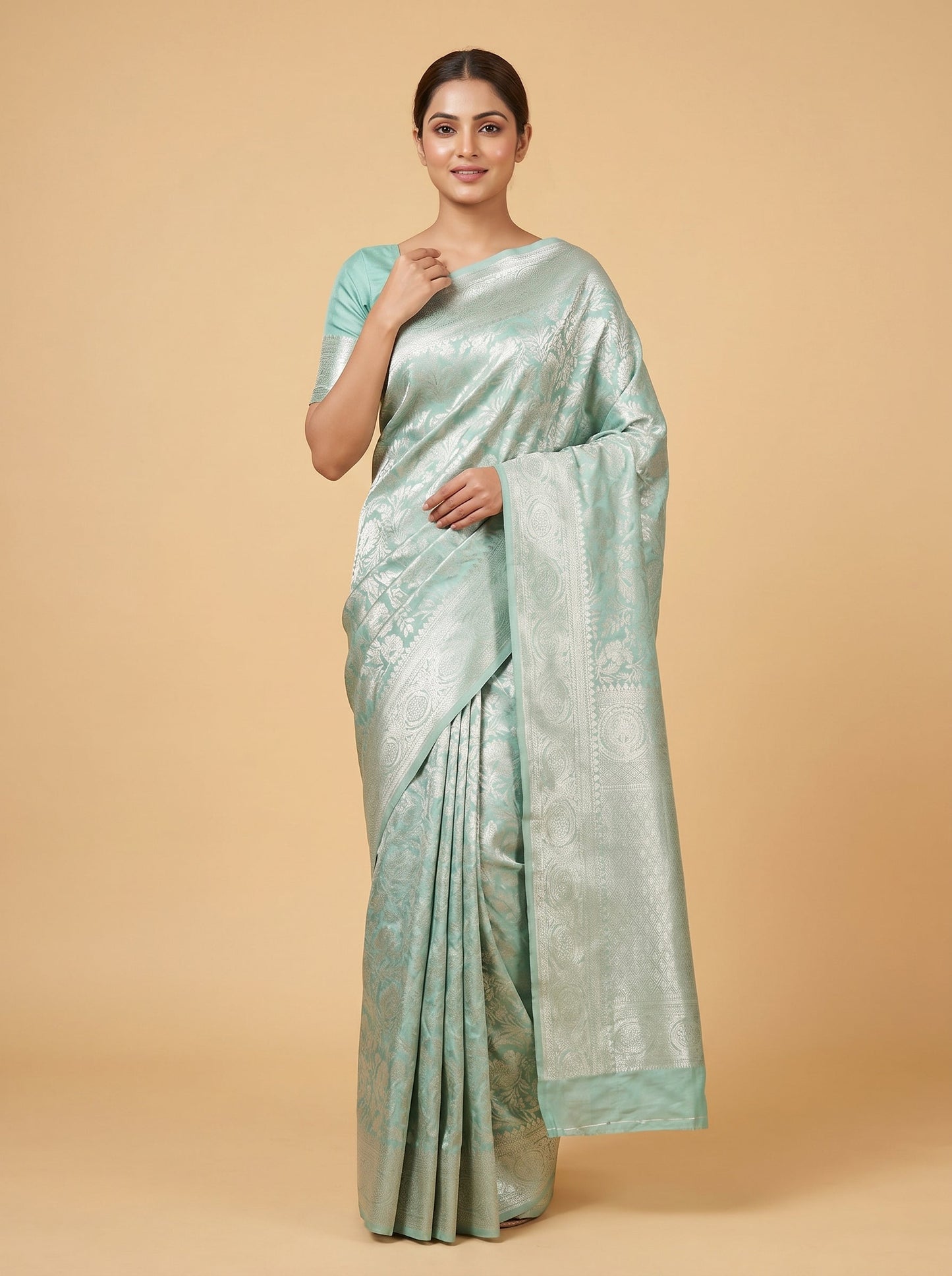Sky Blue Airy Embroidery Saree