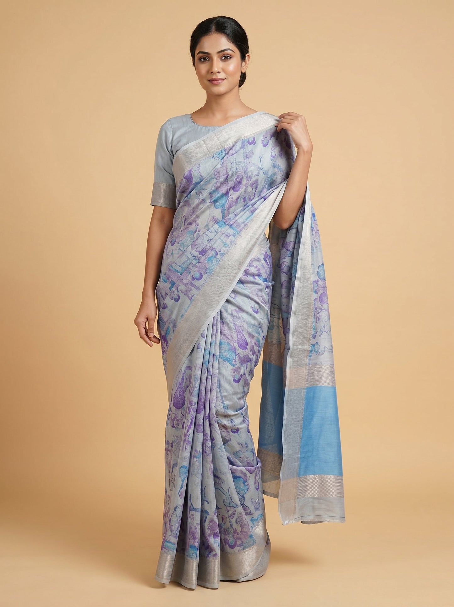Sky Blue Calm Weave Handloom Saree