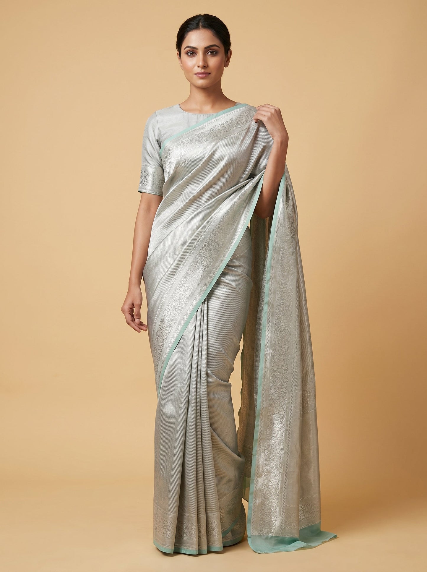 Sky Blue Airy Flow Handloom Saree