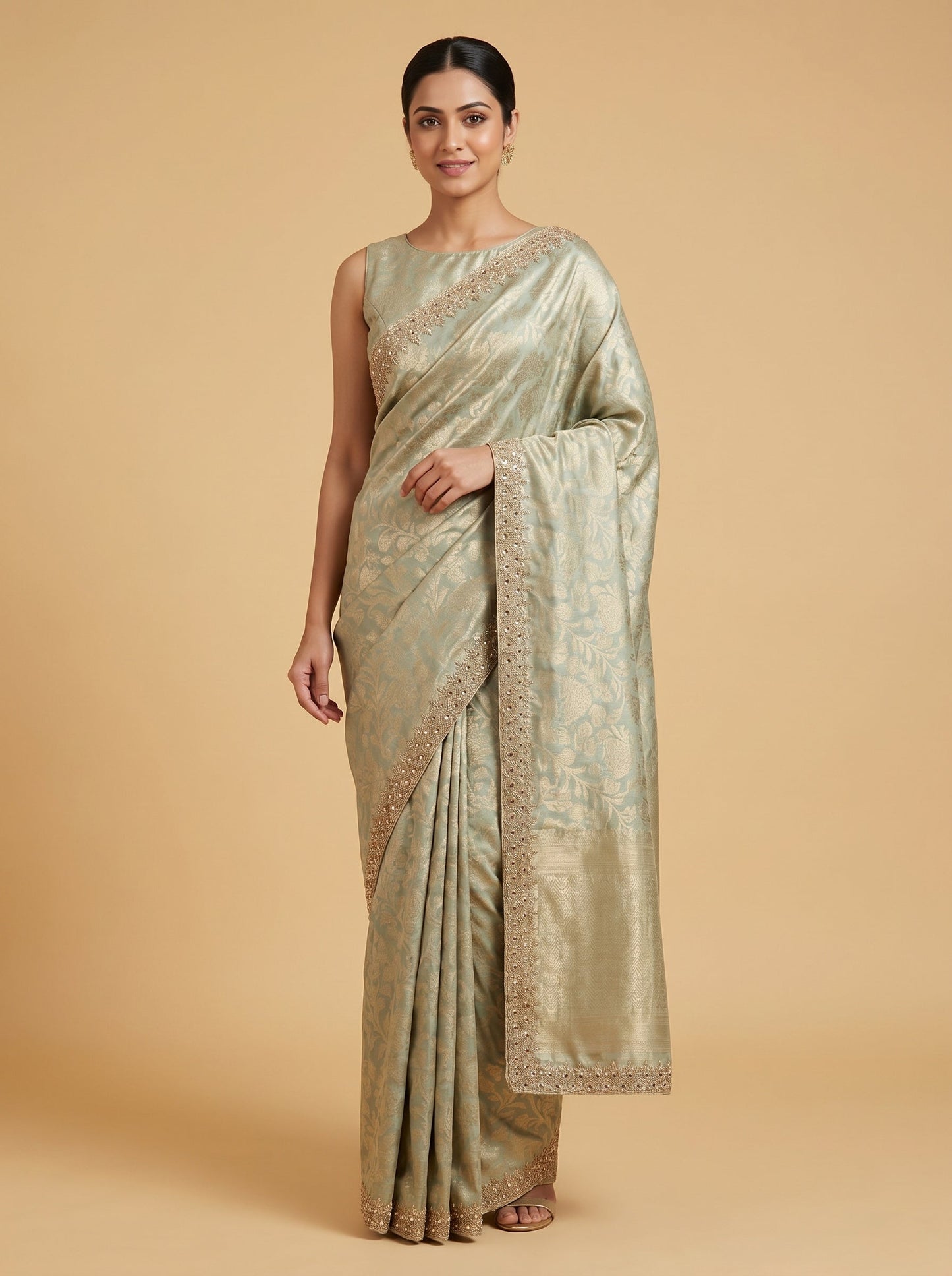 Sky Blue Light Detail Embroidered Saree