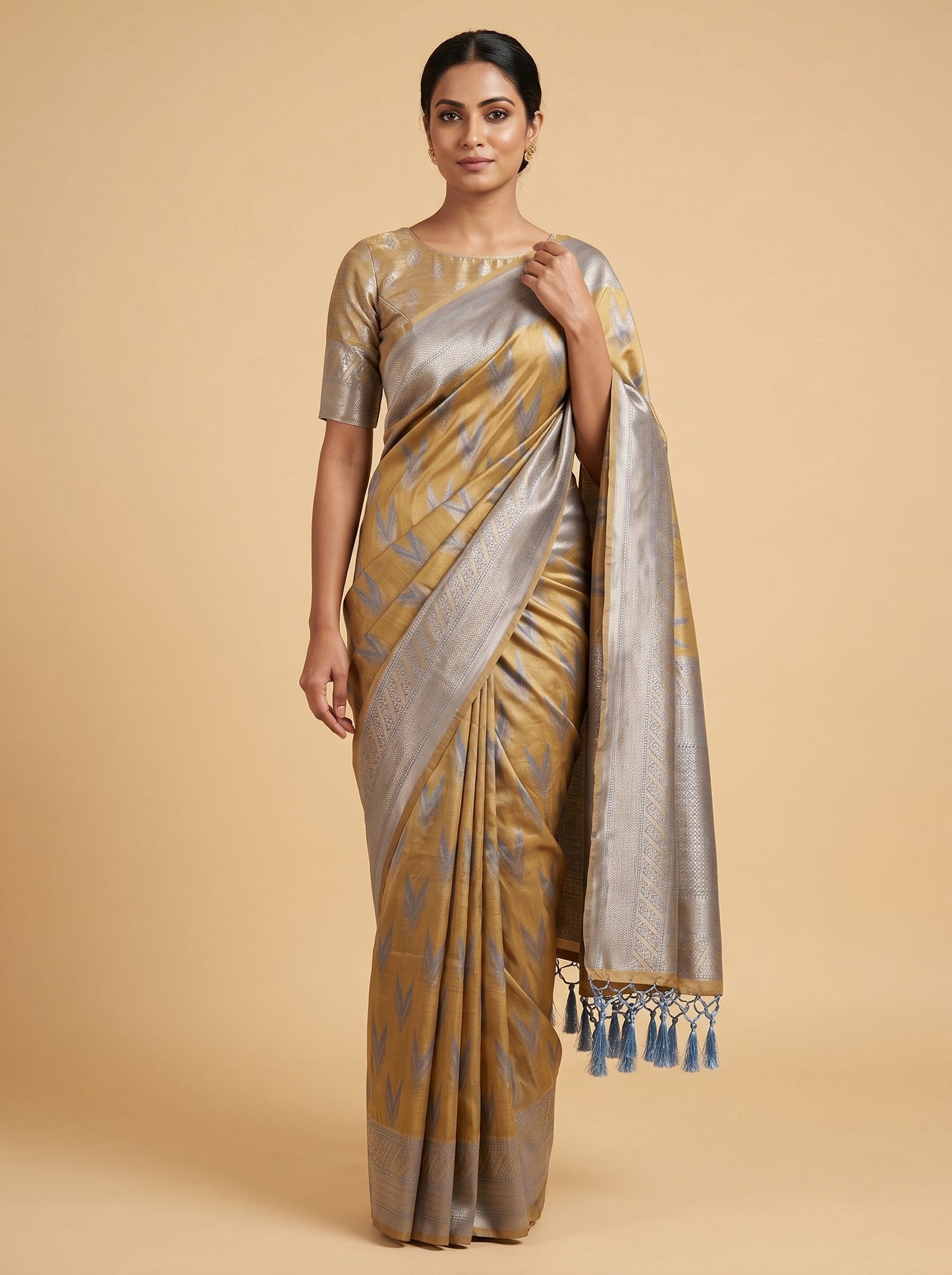 Sky Blue Light Handloom Saree