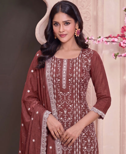 KC Rust Summer Wear Rangoli Silk Straight Suit For Women