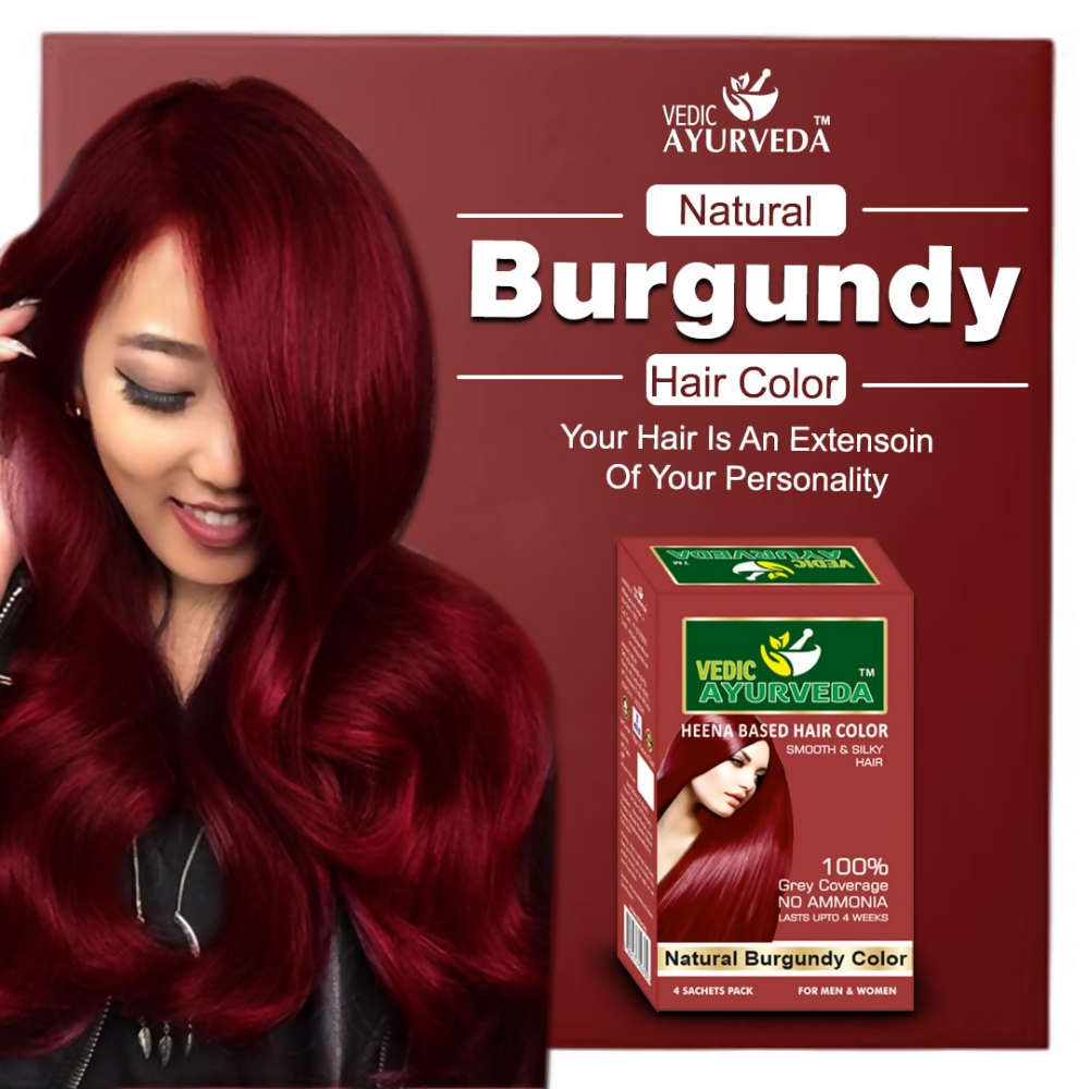 VedicAyurveda Natural Pure Henna Based Hair Color - Natural Burgundy