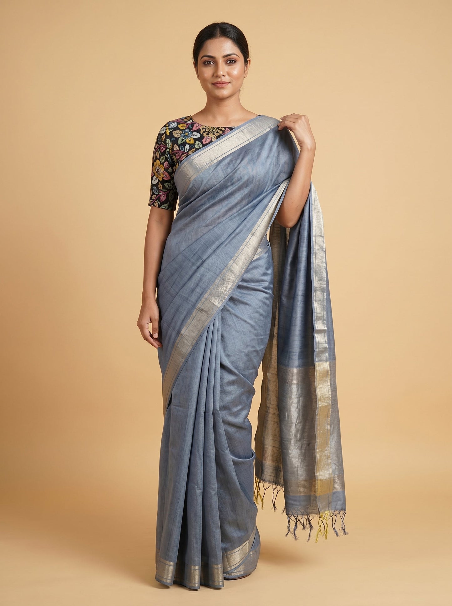 Soft Grey Handloom Saree