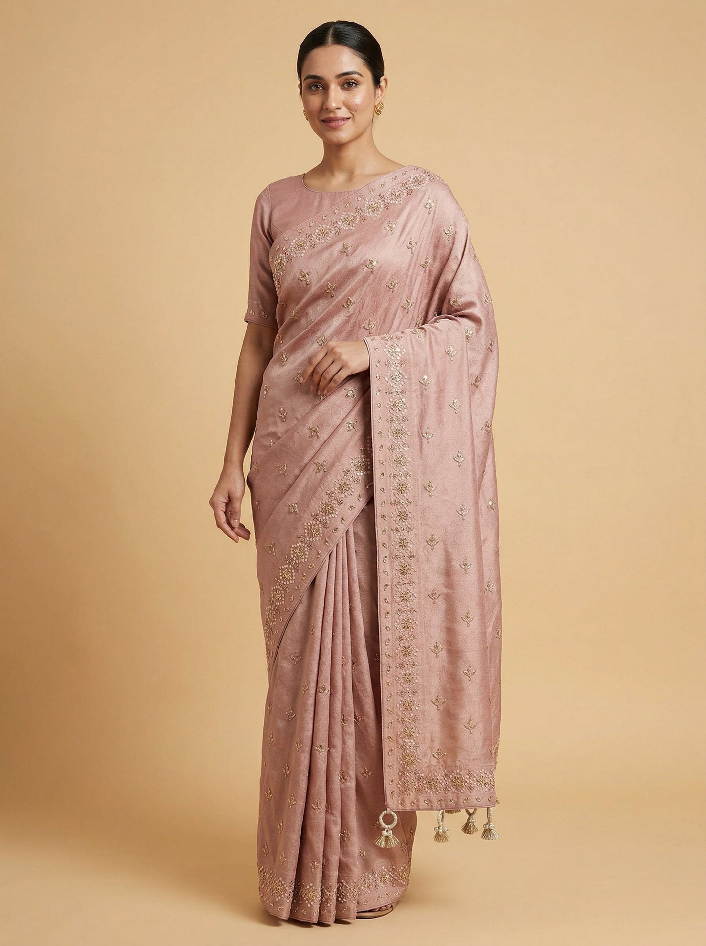 Soft Lilac Embroidered Saree