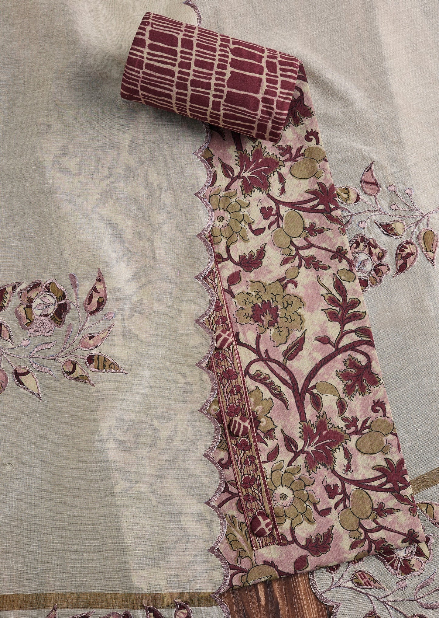 Soft Pink Cotton Printed Unstitched Suit Set