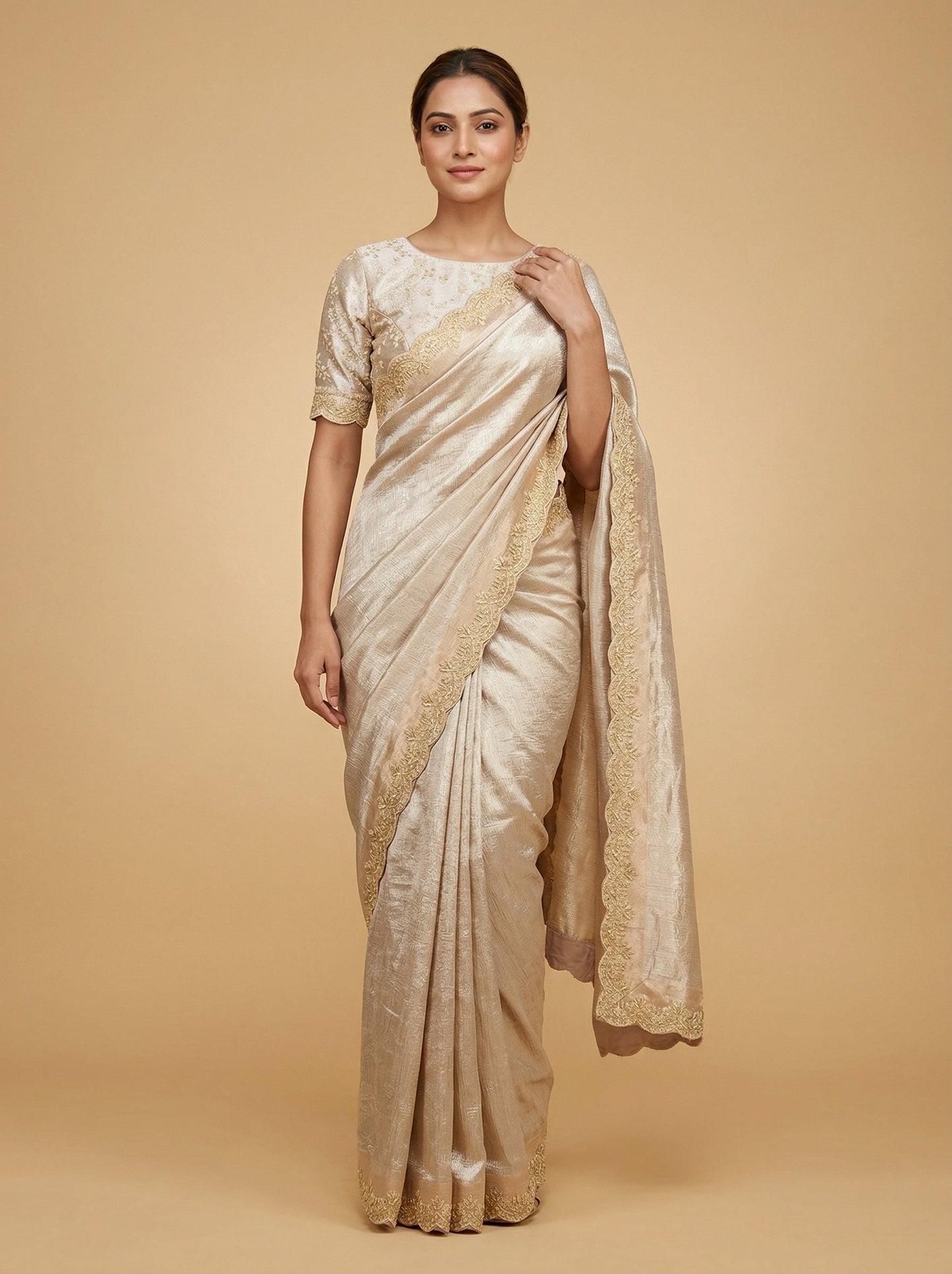 Soft Pink Embroidered Saree