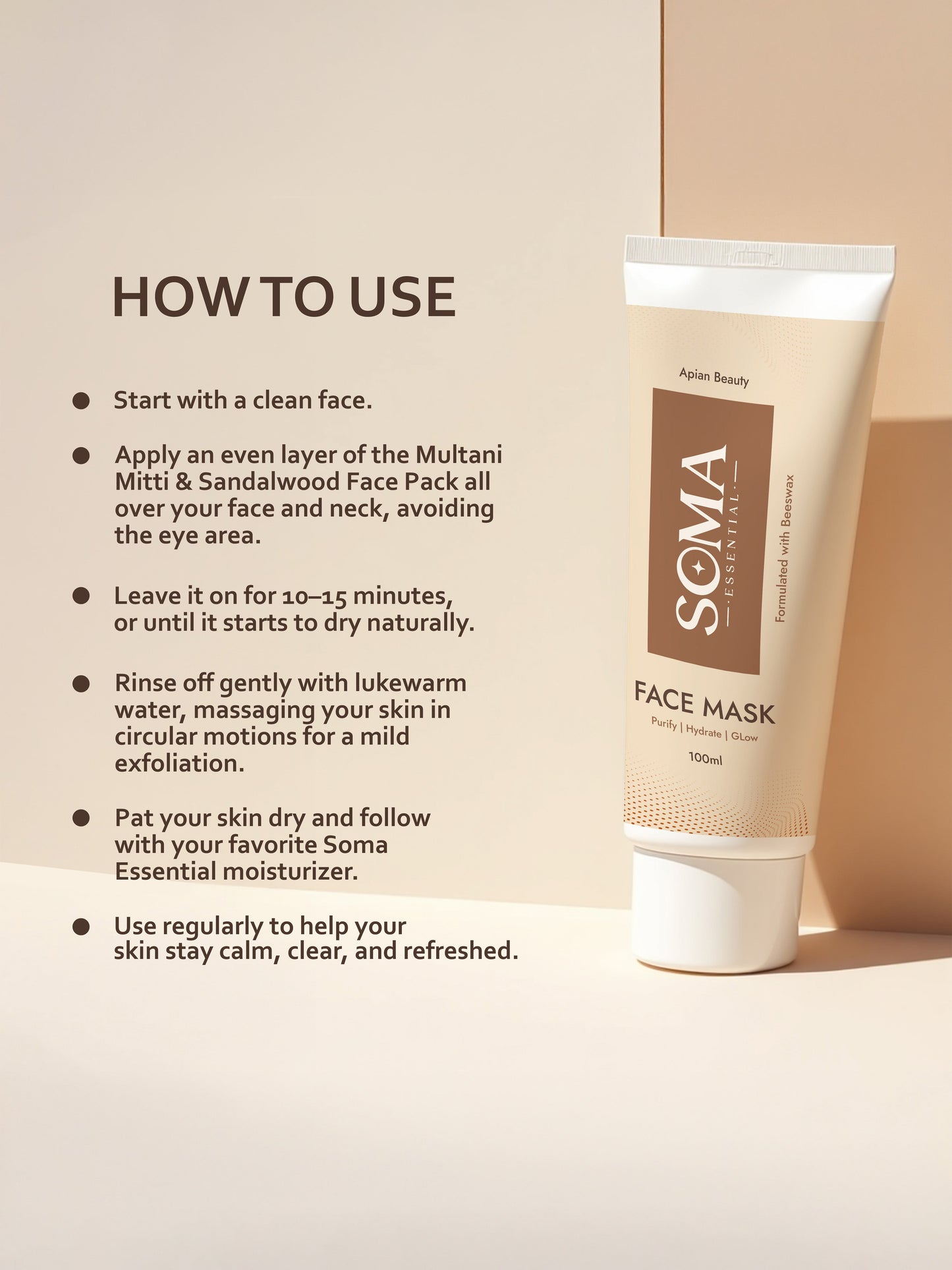 Soma Essential Apian Dtan Glow Mask, 2% Licorice And Beeswax