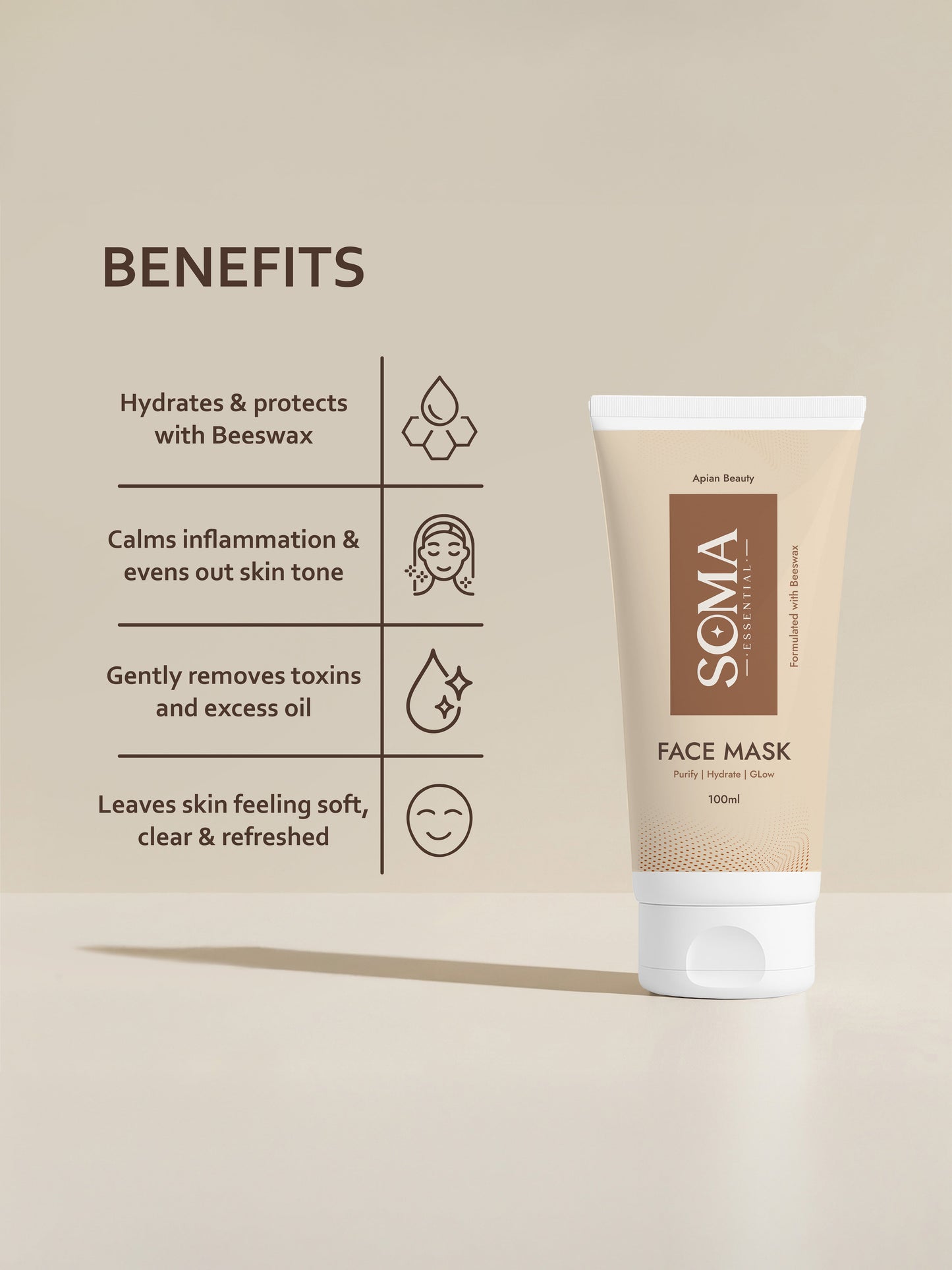 Soma Essential D-Tan Mask + Royal Jelly Vitamin C Serum + Day cream For Weekly Glow