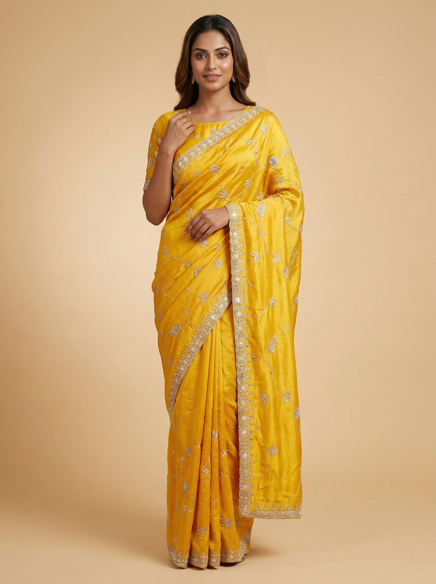 Spiced Mustard Embroidered Saree