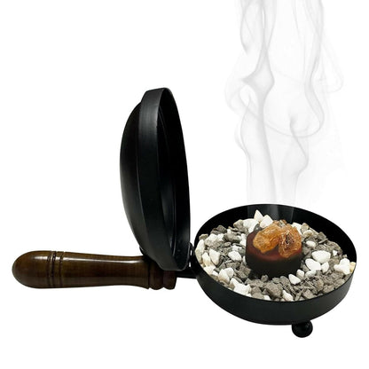 Not Available Handcrafted Metal Dhoop Dani Incense Burner - Black Color