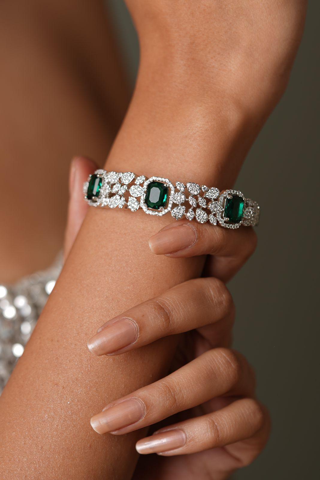 Stacy Diamond Kada With Coloured Stone