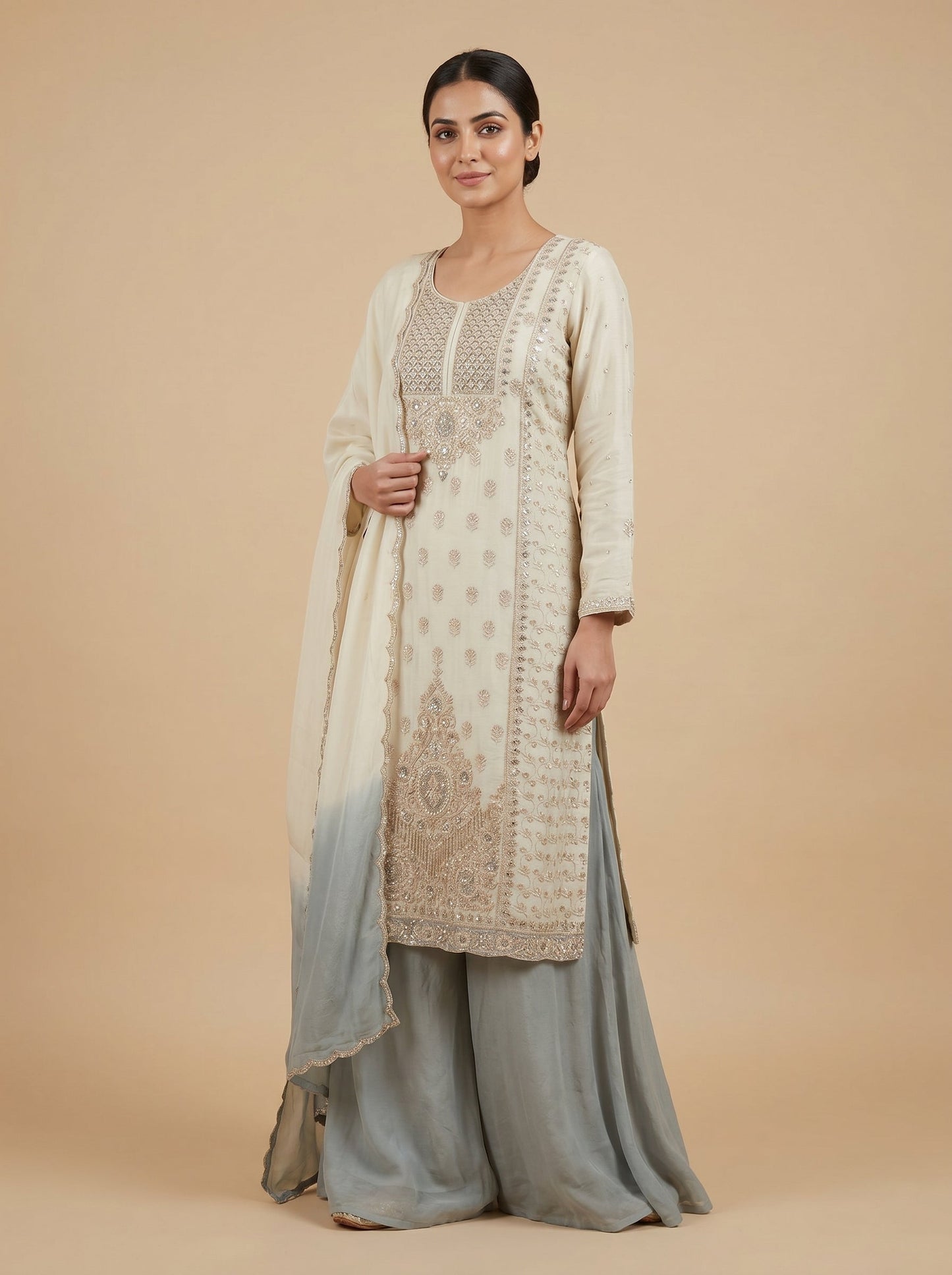 Steel Grey Palazzo Set