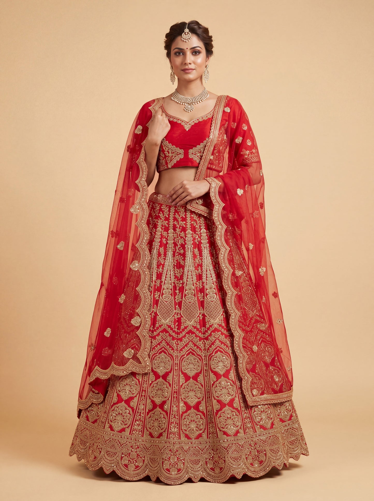 Striking Red Bridal Lehenga