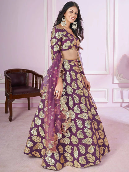Tulsi Art Stunningâ Purple Sequins Georgette Engagement Wear Lehenga Choli