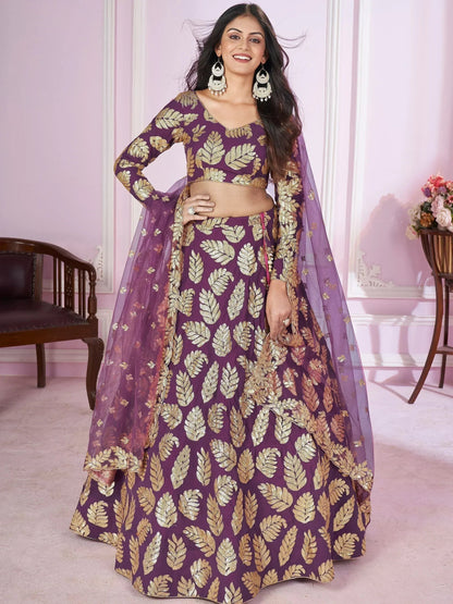 Tulsi Art Stunningâ Purple Sequins Georgette Engagement Wear Lehenga Choli