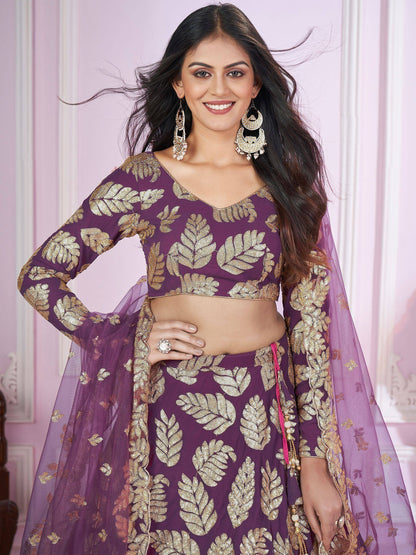 Tulsi Art Stunningâ Purple Sequins Georgette Engagement Wear Lehenga Choli
