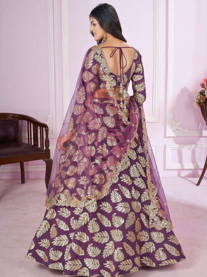 Tulsi Art Stunningâ Purple Sequins Georgette Engagement Wear Lehenga Choli
