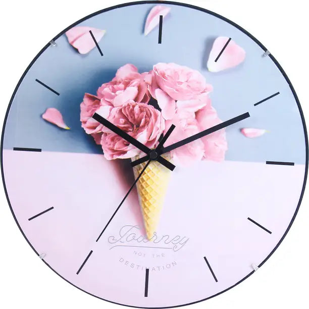 Efinito Analog 30 cm X 5 cm Wall Clock  (Multicolor, With Glass, Standard)