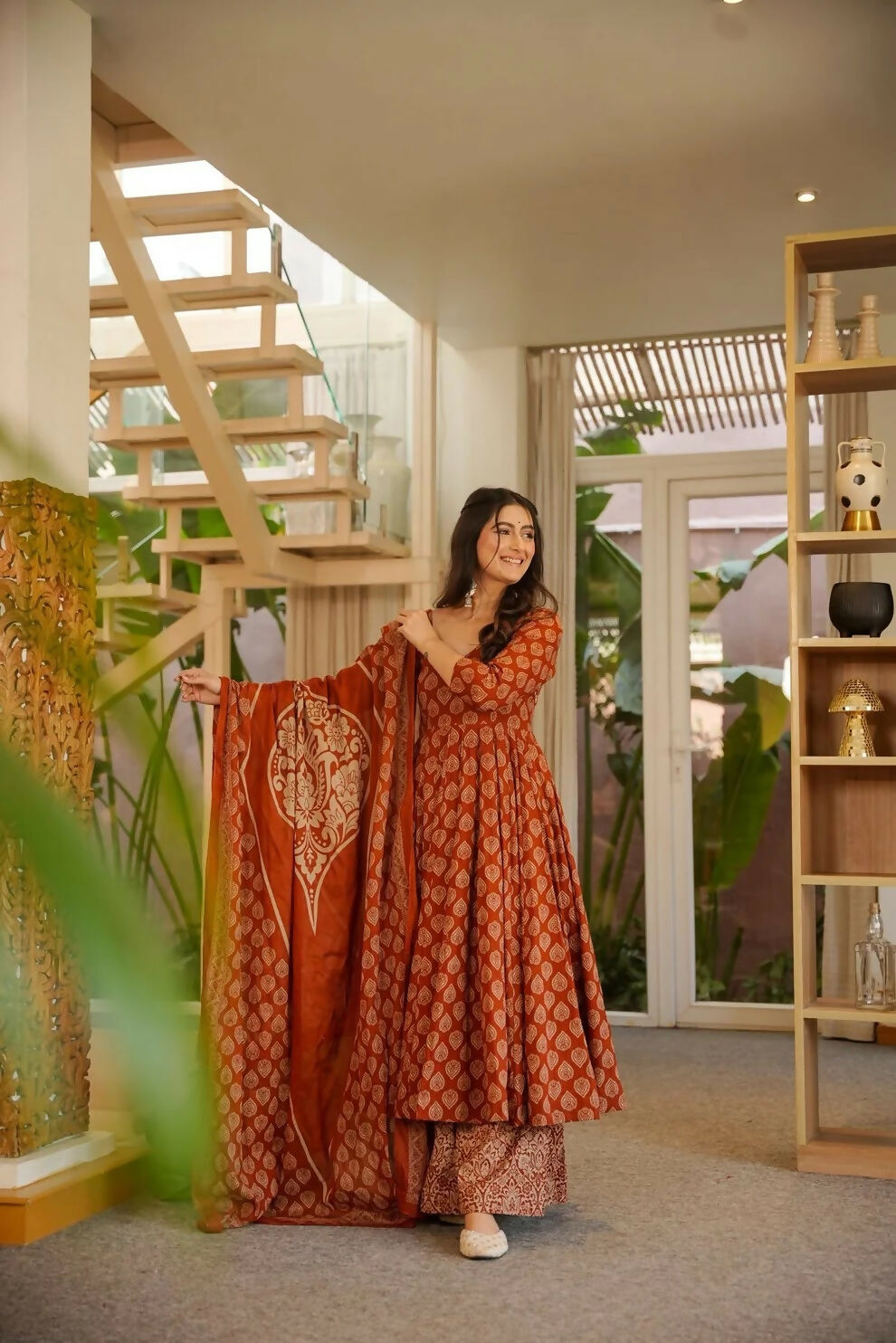 Aayaa Designer Cotton Silk Suit - Maroon