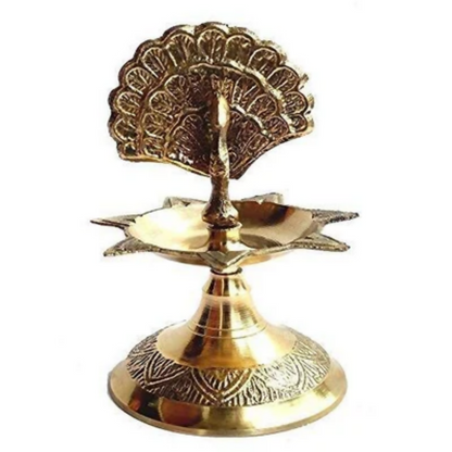 CraftVatika Brass Peacock Diya Oil Lamp (Type 1)