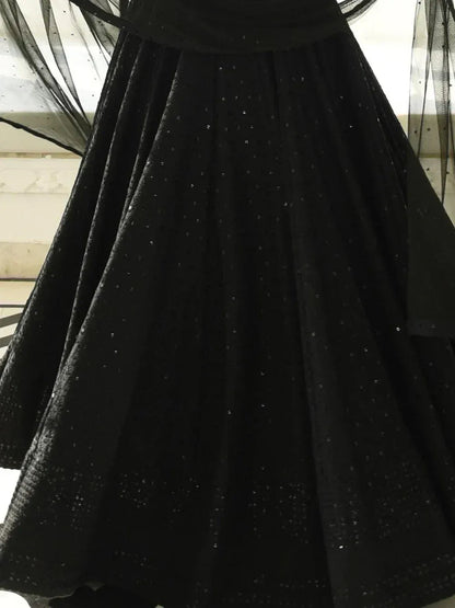 Tulsi Art Sweet Black Sequins Georgette Reception Wear Lehenga Choli